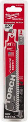 Milwaukee Tool - 6" Long x 1" Thick, Carbide Reciprocating Saw Blade - Straight Profile, 7 TPI, Toothed Edge, Universal Shank - All Tool & Supply