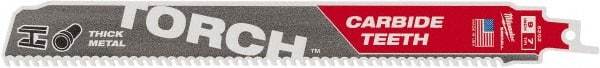 Milwaukee Tool - 9" Long x 1" Thick, Carbide Reciprocating Saw Blade - Straight Profile, 7 TPI, Toothed Edge, Universal Shank - All Tool & Supply