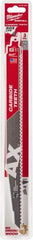 Milwaukee Tool - 12" Long x 1" Thick, Carbide Reciprocating Saw Blade - Tapered Profile, 7 TPI, Toothed Edge, Universal Shank - All Tool & Supply