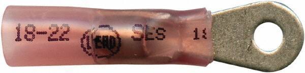 Made in USA - 22-18 AWG Partially Insulated Solder Connection Closed Eyelet Ring Terminal - #6 Stud, 1-1/4" OAL x 0.35" Wide, Tin Plated Copper Contact - All Tool & Supply