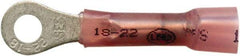 Made in USA - 22-18 AWG Partially Insulated Crimp & Solder Connection Closed Eyelet Ring Terminal - #8 Stud, 1-1/2" OAL x 0.35" Wide, Tin Plated Copper Contact - All Tool & Supply