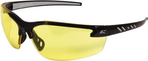 Edge Eyewear - Yellow Lenses, Frameless Safety Glasses - Scratch Resistant, Black Nylon Frame, Size Universal, Wrap Around - All Tool & Supply