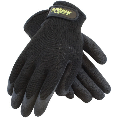 ‎39-C1375/L Seamless Knits - Maximum Safety - 10G Black Polyester Shell - Black Latex Crinkle Grip - Exact Industrial Supply