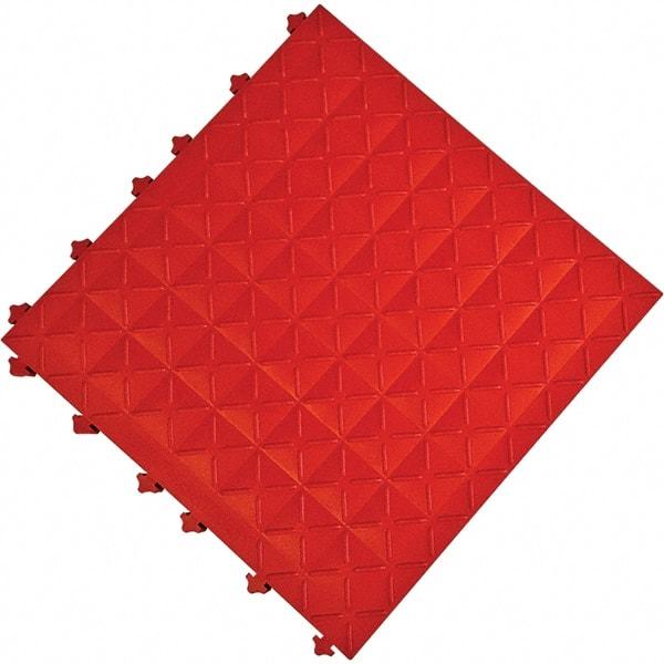 Ergo Advantage - 18" Long x 18" Wide x 1" Thick, Anti-Fatigue Modular Matting Anti-Fatigue Flooring - 2 Interlocking Sides, Red, For Dry Areas - All Tool & Supply