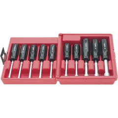 Xcelite - 10 Piece, 4 to 13mm Nut Driver Set - Solid Shaft, Plastic Handle - All Tool & Supply