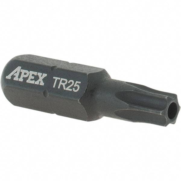 Apex - 1/4" Drive TT25/TT27 Tamperproof Torx Screwdriver Bit - 1" OAL, Insert Bit - All Tool & Supply