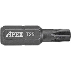 Apex - 1/4" Drive T25 Torx Screwdriver Bit - 1" OAL, Insert Bit - All Tool & Supply