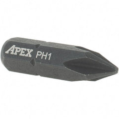 Apex - #1, Insert Phillips Impact Driver Screwdriver Bit - 1/4" Drive, 1" OAL - All Tool & Supply