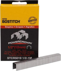 Stanley Bostitch - 1/2" Long x 7/16" Wide, 24 Gauge Crowned Construction Staple - Steel, Chisel Point - All Tool & Supply