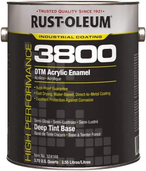 Rust-Oleum - 1 Gal Deep Tint Base Semi Gloss Finish Acrylic Enamel Paint - 150 to 270 Sq Ft per Gal, Interior/Exterior, Direct to Metal - All Tool & Supply