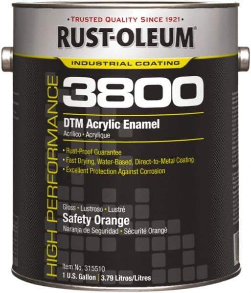 Rust-Oleum - 1 Gal Safety Orange Gloss Finish Acrylic Enamel Paint - 150 to 270 Sq Ft per Gal, Interior/Exterior, Direct to Metal - All Tool & Supply