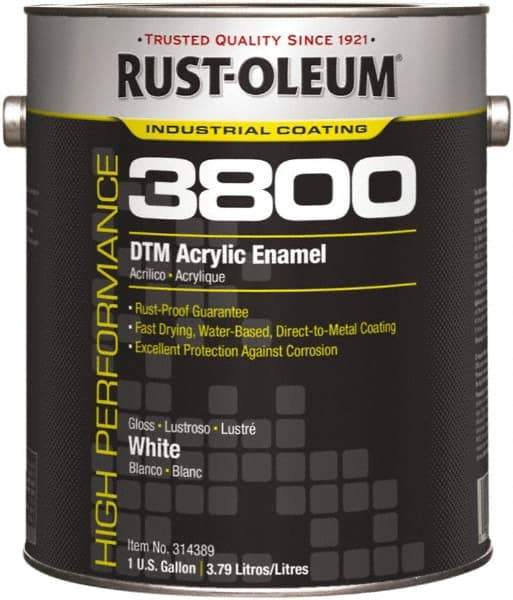 Rust-Oleum - 1 Gal White Gloss Finish Acrylic Enamel Paint - 150 to 270 Sq Ft per Gal, Interior/Exterior, Direct to Metal - All Tool & Supply