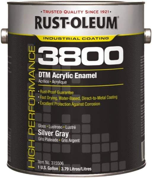 Rust-Oleum - 1 Gal Silver Gray Gloss Finish Acrylic Enamel Paint - 150 to 270 Sq Ft per Gal, Interior/Exterior, Direct to Metal - All Tool & Supply