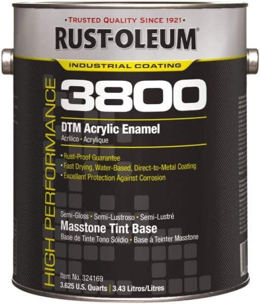 Rust-Oleum - 1 Gal Masstone Tint Base Semi Gloss Finish Acrylic Enamel Paint - 150 to 270 Sq Ft per Gal, Interior/Exterior, Direct to Metal - All Tool & Supply