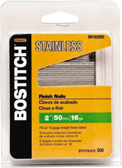 Stanley Bostitch - 16 Gauge 1/16" Shank Diam 2" Long Finishing Nails for Power Nailers - Stainless Steel, Smooth Shank, Straight Stick Adhesive Collation, Round Head, Chisel Point - All Tool & Supply