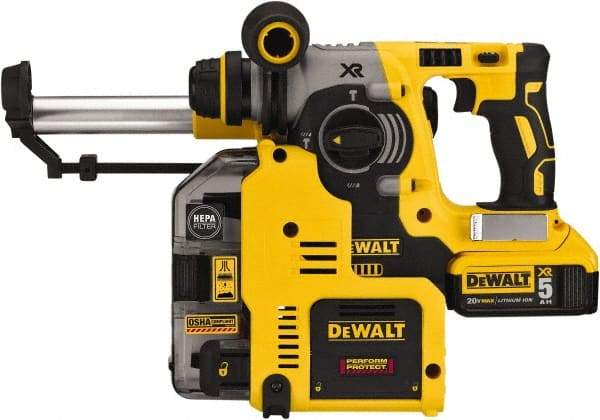 DeWALT - 20 Volt 1" Keyless Chuck Cordless Rotary Hammer - 0 to 4,600 BPM, 0 to 1,100 RPM, Reversible - All Tool & Supply