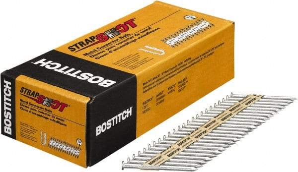 Stanley Bostitch - 10 Gauge 0.148" Shank Diam 2-1/2" Long Metal Connecting Nails for Power Nailers - Steel, Galvanized Finish, Smooth Shank, Angled Stick Paper Tape Collation, Round Head, Diamond Point - All Tool & Supply