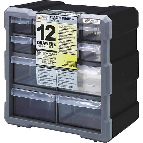 Quantum Storage - 12 Drawer, Small Parts Drawer Cabinet System - 10-1/2" Deep x 6-1/4" Wide x 10-1/4" High - All Tool & Supply