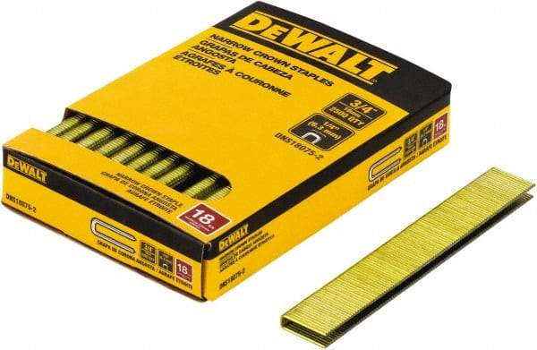 DeWALT - 3/4" Long x 1/4" Wide, 18 Gauge Crowned Construction Staple - Steel, Copper Finish, Chisel Point - All Tool & Supply