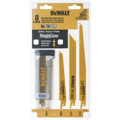 DeWALT - 8 Pieces, 6" to 9" Long x 0.04" to 0.06" Thickness, Bi-Metal Reciprocating Saw Blade Set - Straight Profile, 6 to 18 Teeth, Toothed Edge - All Tool & Supply