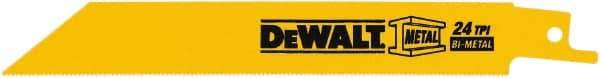 DeWALT - 4" Long x 3/4" Thick, Bi-Metal Reciprocating Saw Blade - Straight Profile, 24 TPI, Toothed Edge, Tang Shank - All Tool & Supply