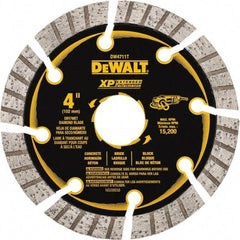 DeWALT - 4" Diam, 7/8" Arbor Hole Diam, 8 Tooth Wet & Dry Cut Saw Blade - Diamond Matrix, Fast Cutting Action, Standard Round Arbor - All Tool & Supply