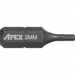 Apex - 2mm Hex Screwdriver Bit - 1/4" Drive, 1" OAL - All Tool & Supply