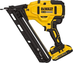 DeWALT - Cordless Finish Nailer Kit - 15 Gauge Nail Diam, 1-1/4 to 2-1/2" Long Nail, Includes DCB203 2Ah Battery, Carry Bag & Charger - All Tool & Supply