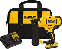 DeWALT - Cordless Brad Nailer Kit - 18 Gauge Nail Diam, 5/8 to 2-1/8" Long Nail, Includes DCB203 2Ah Battery, Carry Bag & Charger - All Tool & Supply