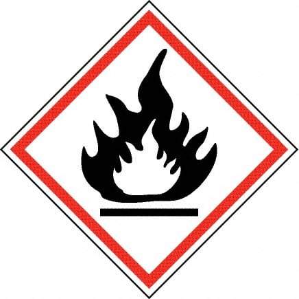 NMC - Hazardous Materials Label, Header: Flammable Warning - Legend: GHS - Graphic, English, Black & Red, 2" Long x 2" High, No Coating - All Tool & Supply