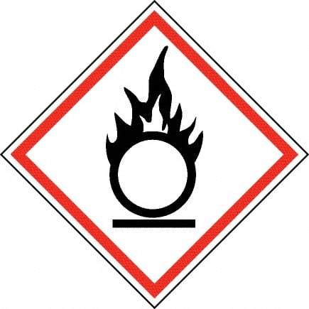 NMC - Hazardous Materials Label, Header: Oxidizer Warning - Legend: GHS - Graphic, English, Black & Red, 2" Long x 2" High, No Coating - All Tool & Supply