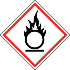 NMC - Hazardous Materials Label, Header: Oxidizer Warning - Legend: GHS - Graphic, English, Black & Red, 2" Long x 2" High, No Coating - All Tool & Supply