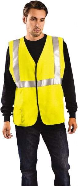 OccuNomix - Size 5XL Flame Resistant/Retardant Yellow Solid General Purpose Vest - 60 to 62" Chest, ANSI 107-2015, NFPA 2112, ASTM F1506, ATPV=8.6 cal/Sq cm, NFPA 70E/HRC=2, Hook & Loop Closure, 1 Pocket, Modacrylic/Aramid Blend - All Tool & Supply