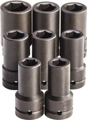 Proto - 8 Piece 1" Drive Full Polish Finish Deep Well Impact Socket Set - 6 Points, 7/8" to 1-1/2" Range, Inch Measurement Standard - All Tool & Supply