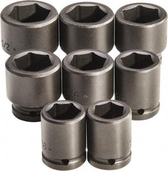 Proto - 8 Piece 3/4" Drive Standard Deep Impact Socket Set - 6 Points, 1 to 1-1/2", Inch Measurement Standard - All Tool & Supply