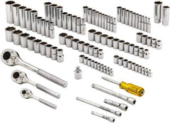 Proto - 101 Piece 1/4, 3/8 & 1/2" Drive Standard Deep Socket Set - 6 & 12 Points, 1/4 to 1", 4 to 19mm, Inch/Metric Measurement Standard - All Tool & Supply