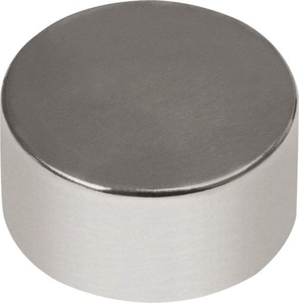 Mag-Mate - 1/4" Diam x 1/8" High Neodymium Rare Earth Magnet - 2.3 Lb Max Capacity, 180°F Max, Nickel Plated - All Tool & Supply