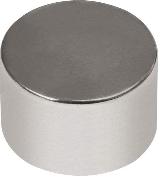 Mag-Mate - 1/4" Diam x 13/64" High Neodymium Rare Earth Magnet - 3.07 Lb Max Capacity, 180°F Max, Nickel Plated - All Tool & Supply