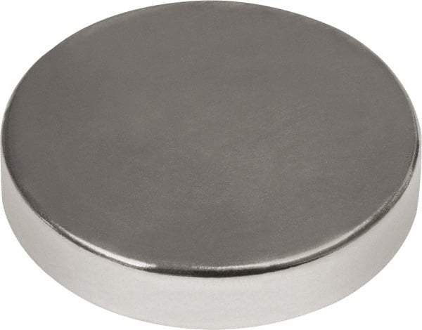 Mag-Mate - 1/2" Diam x 1/8" High Neodymium Rare Earth Magnet - 7.7 Lb Max Capacity, 180°F Max, Nickel Plated - All Tool & Supply