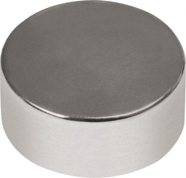 Mag-Mate - 3/4" Diam x 3/8" High Neodymium Rare Earth Magnet - 24 Lb Max Capacity, 180°F Max, Nickel Plated - All Tool & Supply