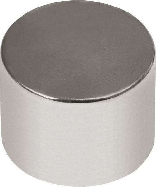 Mag-Mate - 1/2" Diam x 1/2" High Neodymium Rare Earth Magnet - 14.66 Lb Max Capacity, 180°F Max, Nickel Plated - All Tool & Supply