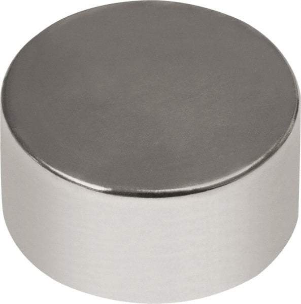 Mag-Mate - 1/2" Diam x 1/4" High Neodymium Rare Earth Magnet - 10.88 Lb Max Capacity, 180°F Max, Nickel Plated - All Tool & Supply