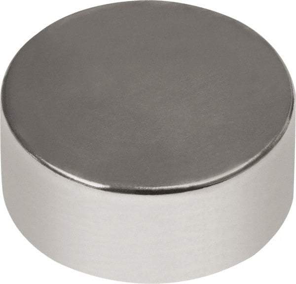 Mag-Mate - 1/2" Diam x 13/64" High Neodymium Rare Earth Magnet - 9.49 Lb Max Capacity, 180°F Max, Nickel Plated - All Tool & Supply