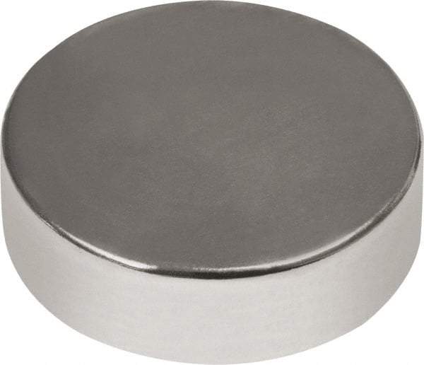 Mag-Mate - 1/2" Diam x 1/8" High Neodymium Rare Earth Magnet - 6.08 Lb Max Capacity, 180°F Max, Nickel Plated - All Tool & Supply