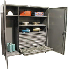 Strong Hold - 4 Shelf 6 Bin Locking Storage Cabinet - Steel, 72" Wide x 24" Deep x 78" High, Dark Gray - All Tool & Supply