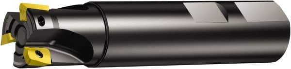 Sandvik Coromant - 1" Cut Diam, 10.01mm Max Depth of Cut, 1" Shank Diam, 3.751" OAL, Indexable Square Shoulder End Mill - Multiple Insert Styles, Weldon Shank, 90° Lead Angle, Through Coolant, Series CoroMill 390 - All Tool & Supply