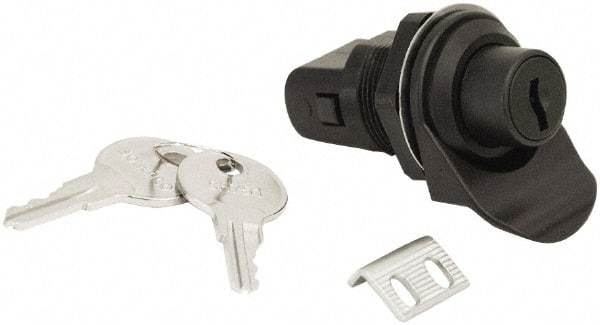 Made in USA - 2.07" Long x 1.13" Wide x .98" High, Push Knob Latch - Plastic, with Black Finish - All Tool & Supply