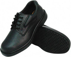 Genuine Grip - Men's Size 8 Medium Width Plain Work Shoe - Black, Leather Upper, Rubber Outsole, 4" High, Dielectric, Non-Slip - All Tool & Supply