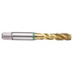 M10x1.5 6H 3-Flute Cobalt Green Ring Semi-Bottoming 40 degree Spiral Flute Tap-TiN - All Tool & Supply