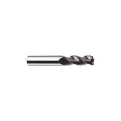 SGS - 3/8" Diam, Coarse Pitch, 1/2" LOC, 3 Flute Solid Carbide 0.02" Corner Radius Roughing End Mill - TiB2 Finish, 4" OAL, 3/8" Shank Diam, Single End, Extended Reach, Centercutting, 38° Helix - All Tool & Supply